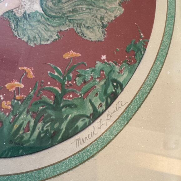 Marcel Le Boulte’ Boudoir Lithograph Framed ‘The Swing’ 1920’s Art Deco - Picture 3 of 5